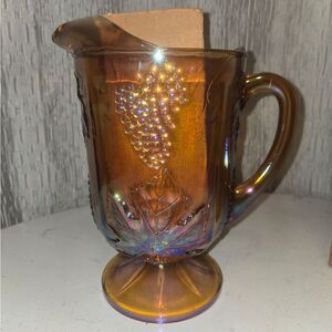 Vintage Indiana Glass Brown  Carnival Harvest Grape New In Box 10" Tall